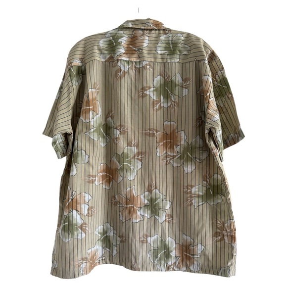KENNINGTON Men’s Tan Floral Button Up Hawaiian Tropical Shirt-Size Large - Picture 2 of 7